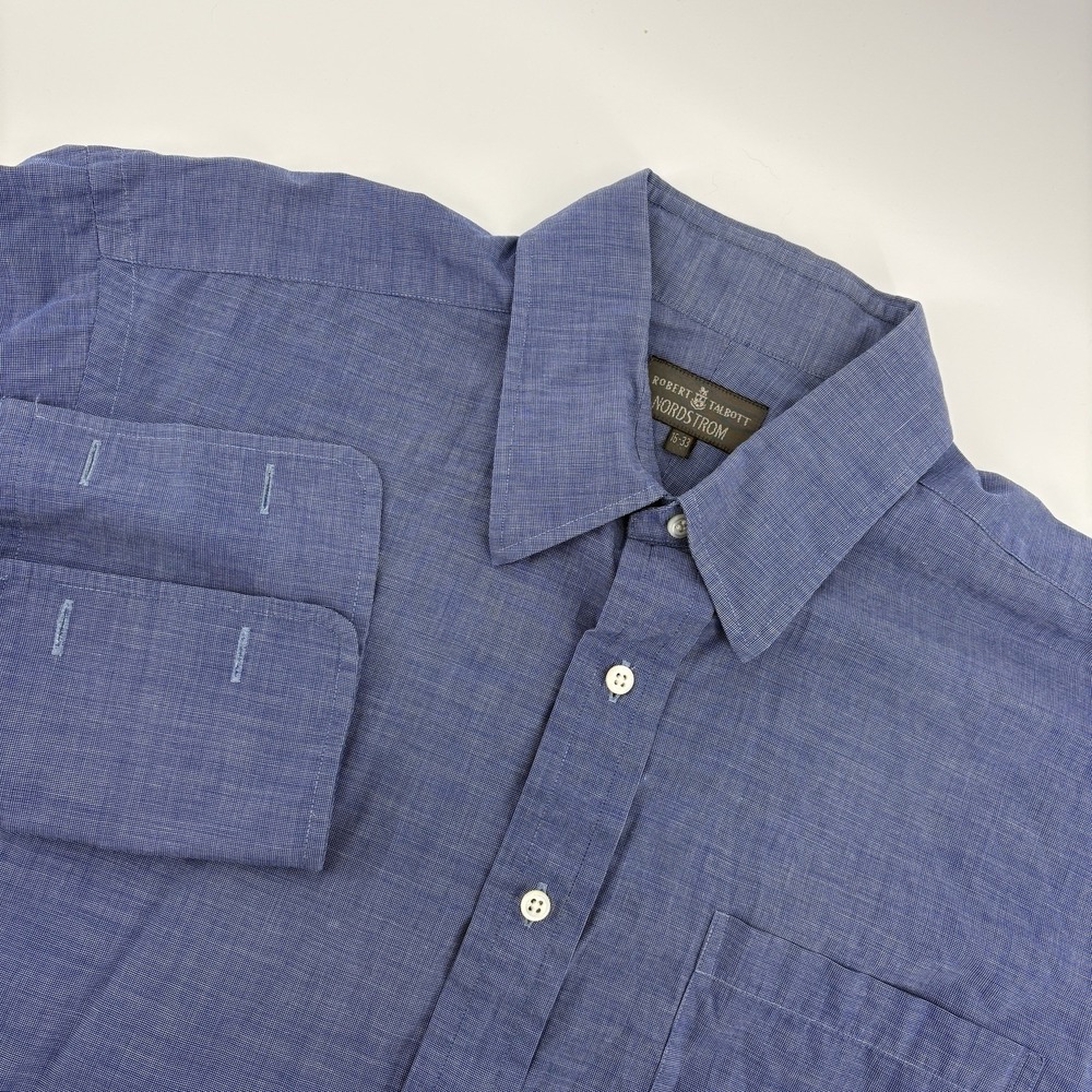 Robert Talbott Mens Shirt 16/33 Blue Long Sleeve Button Up French‎ Cuff Shirt